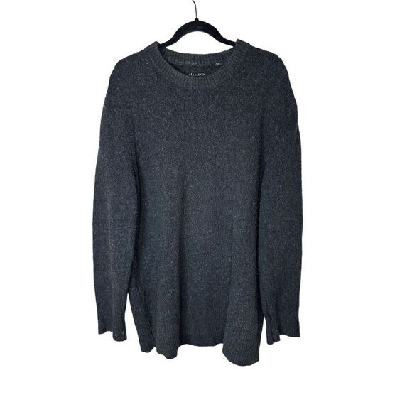 All Saints oversized Dark Grey Cotton Wool blend crew neck Pullover Sweater XS - Picture 1 of 9